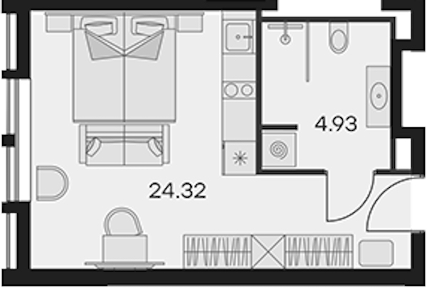 Квартира студия 29.25 м², 9/15 эт., Апарт-отель «Апарт-отель 25-7 Заневский»